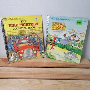 VINTAGE 2 Little Golden Books: Inspector Gadget & Fire Fighters' (hardback)